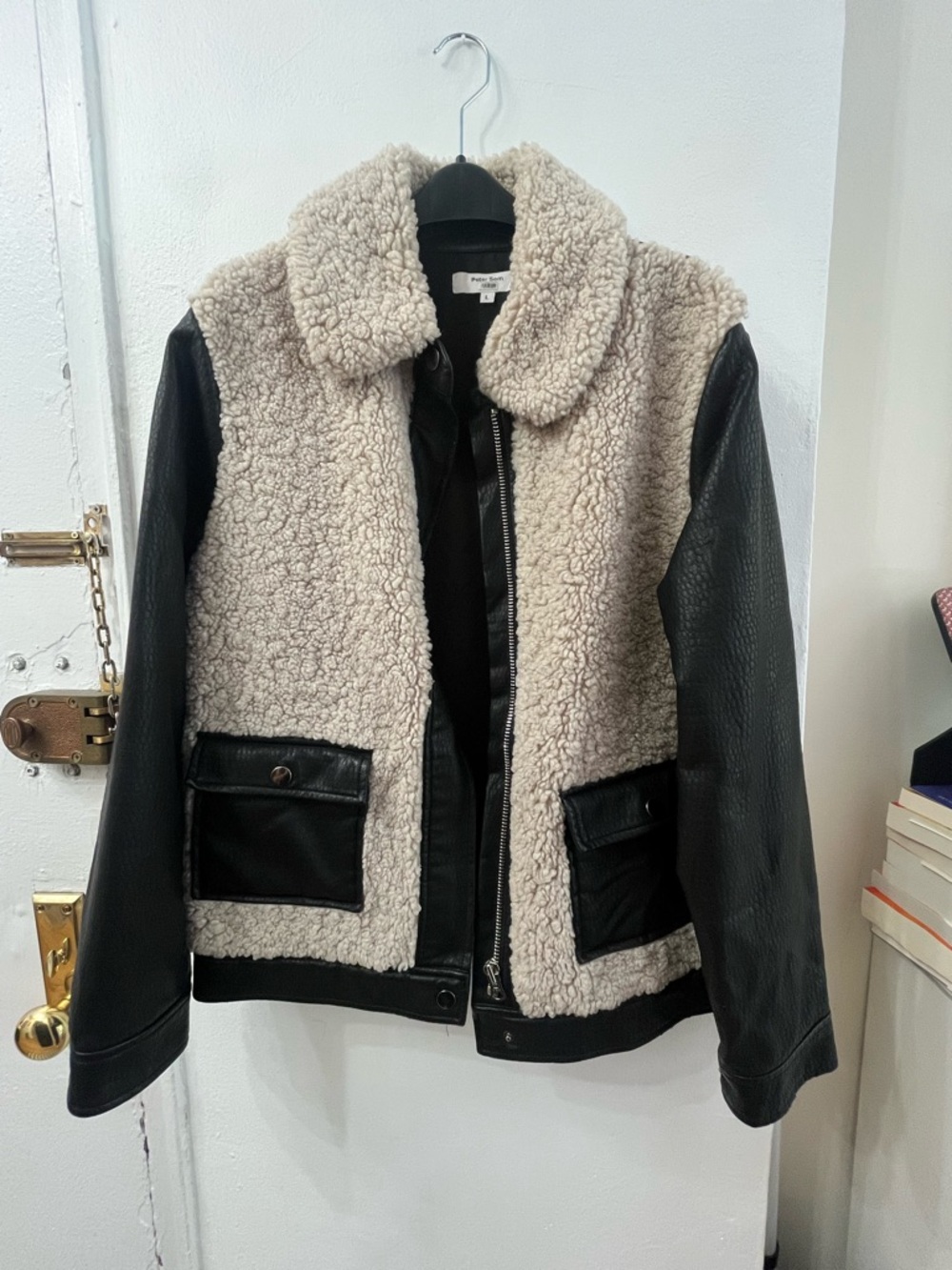 Peter Som Faux Shearling Bomber Jacket size Large